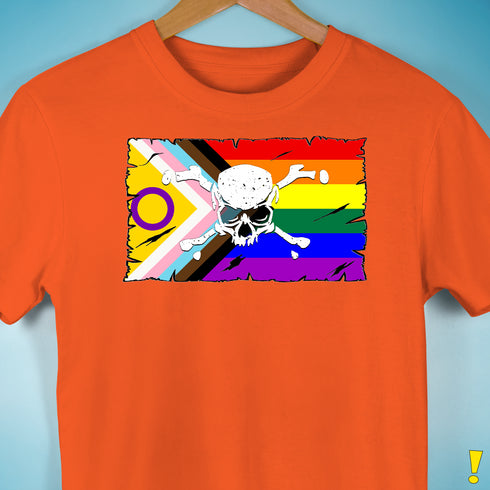 Intersex Inclusive Progress Pride Pirate Flag Premium Unisex T-Shirt - Orange
